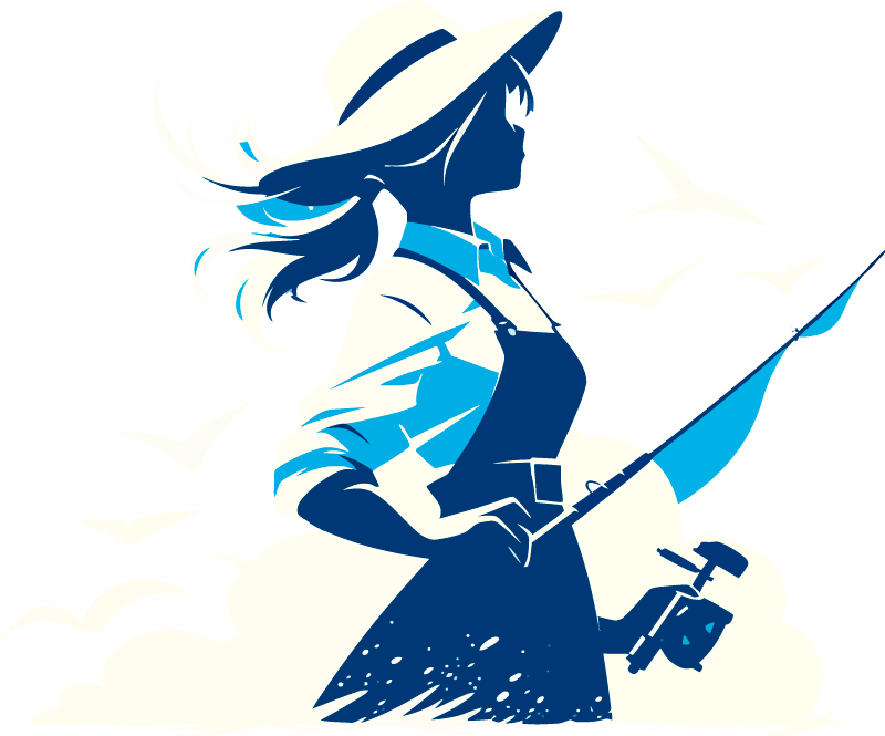 运动贴纸 钓鱼的女孩 - TenStickers