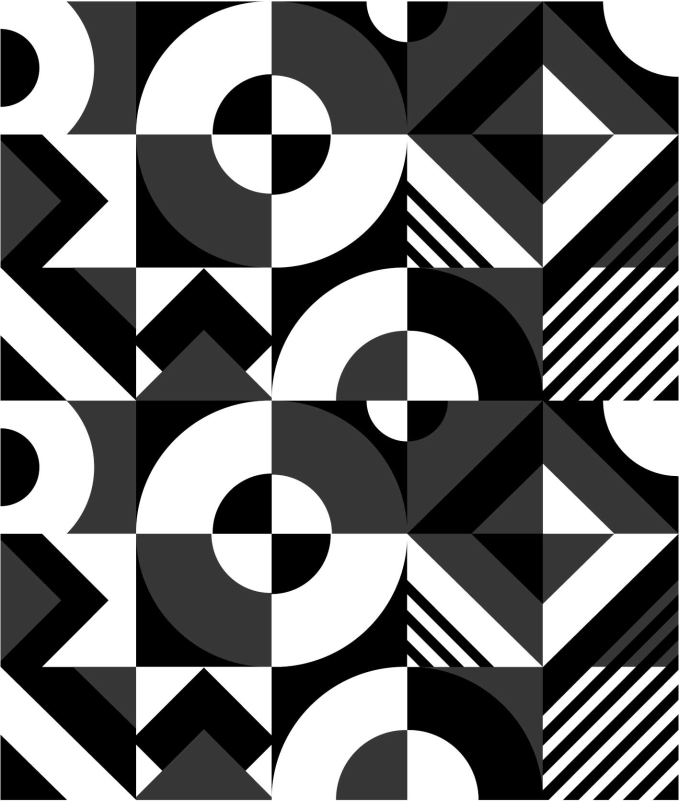 贴纸门贴 黑色和白色几何 - TenStickers