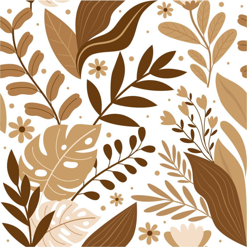 贴纸门贴 棕色植物图案 - TenStickers