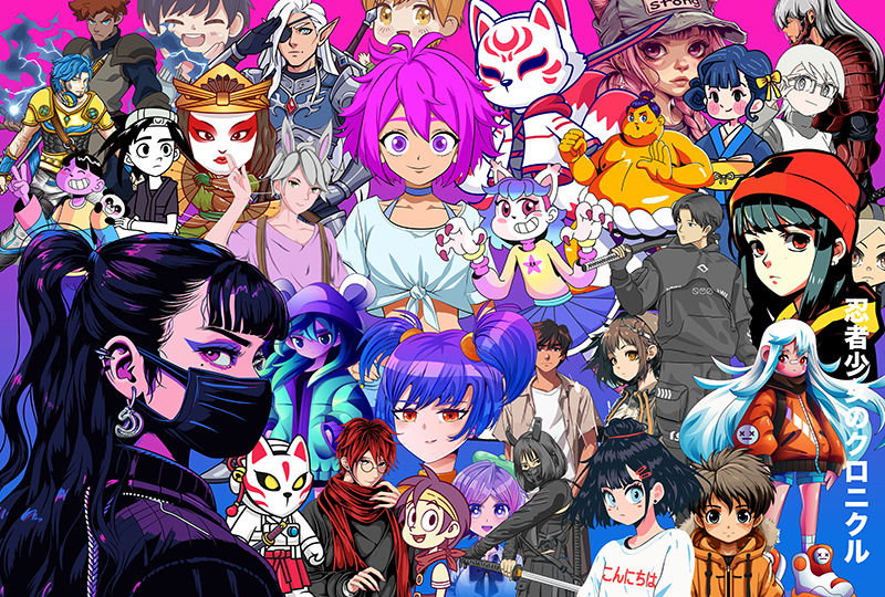 Anime characters laptop skin - TenStickers