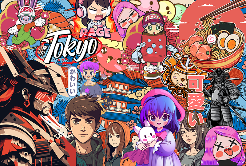 Anime sticker bomb laptop skin - TenStickers