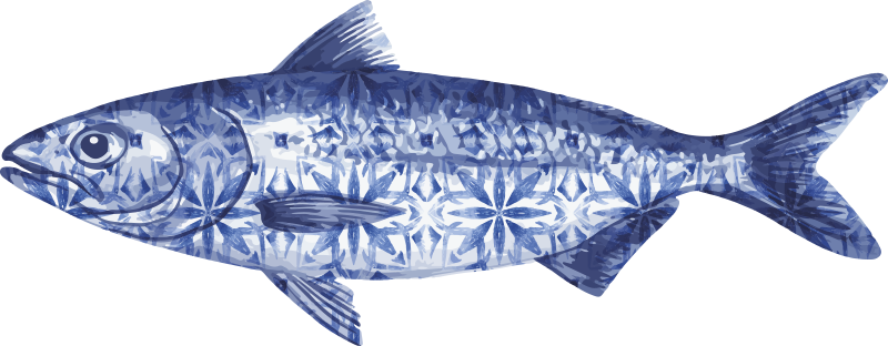 Naklejka na ścianę rybki niebieska sardynka z fakturą płytek - TenStickers