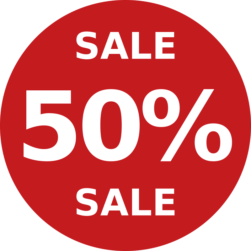 Rdeč zaobljen popust nalepka za razprodajo - TenStickers