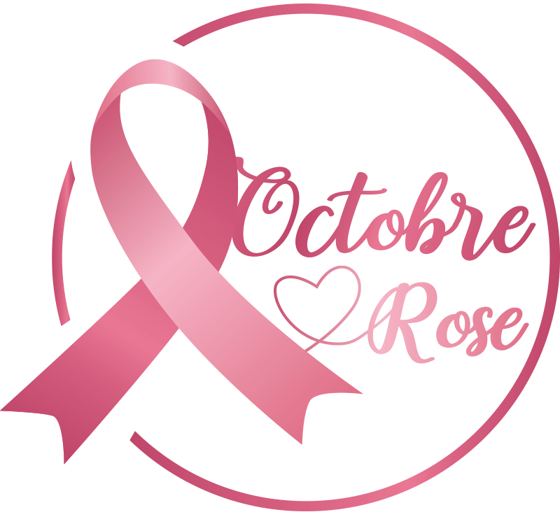 Sticker vitrine rose d'octobre circulaire avec ruban - TenStickers