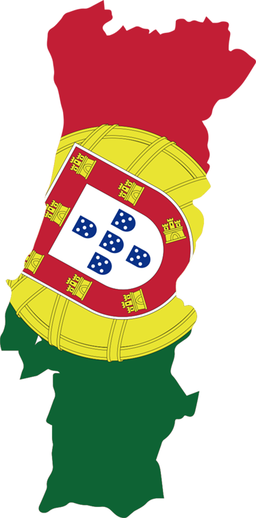 Bandeira no mapa de Portugal