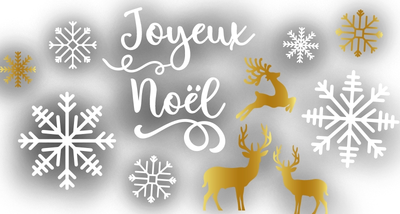 Sticker vitrine paysage de cerfs dorés - TenStickers