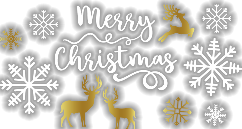 Golden deers scenary shop window sticker - TenStickers