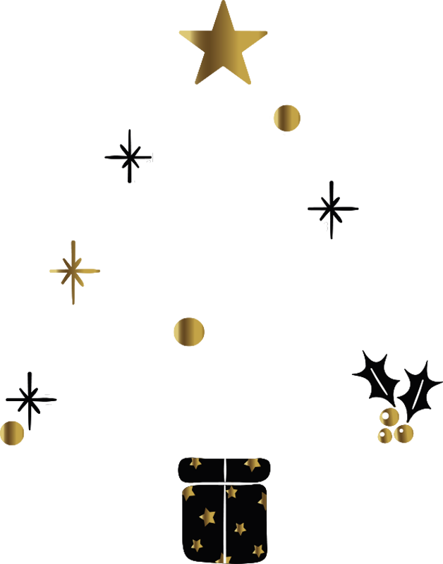 Christmas tree in different languages window decal for business - TenStickers