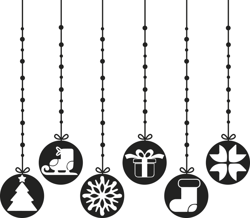 Schaufenster Folie weihnachtskugeln mit symbolen - TenStickers