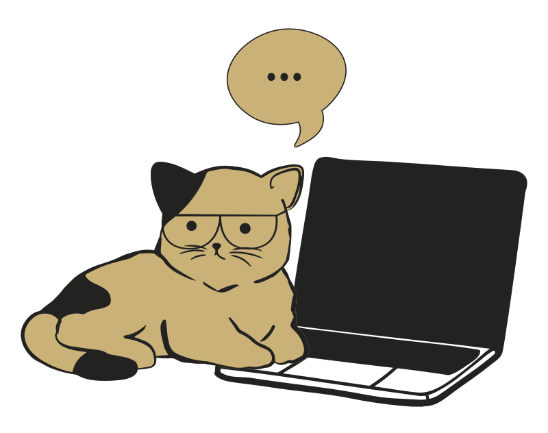 Pegatina para portátil gato marrón pensando - TenVinilo
