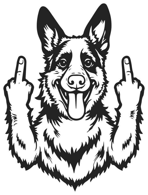 Middle finger dog Laptop sticker - TenStickers