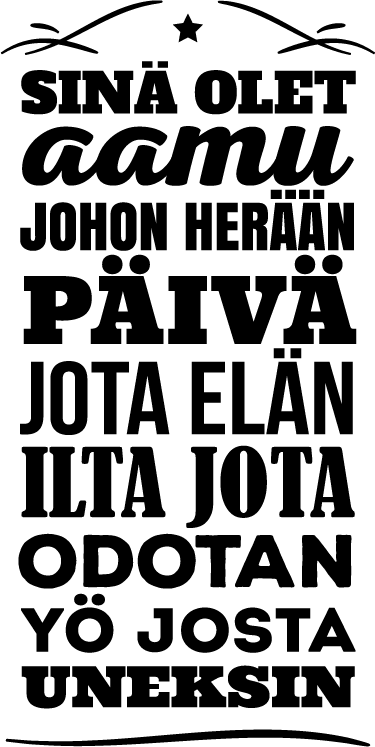 Sinä olet aamu Tekstitarra - Tenstickers