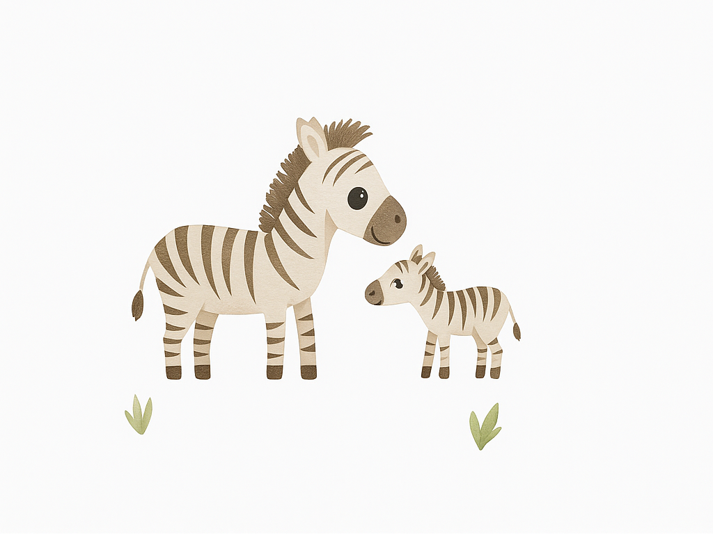 Mother and child zebra illustration sticker - TenStickers