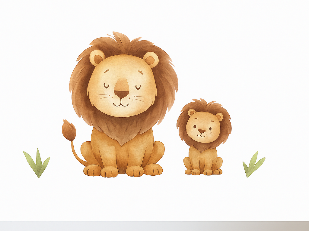 Far og søn løve klistermærke til børn - TenStickers