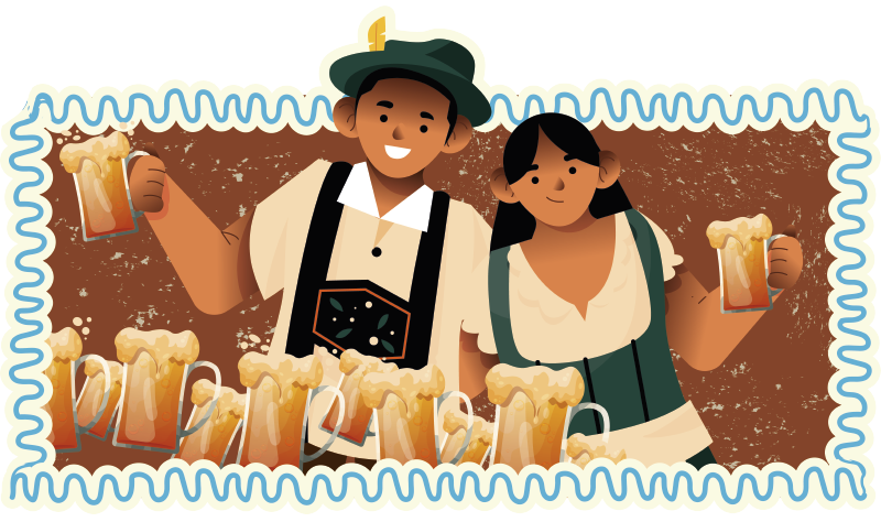 Sticker Oktoberfest kellnerin mit bier - TenStickers