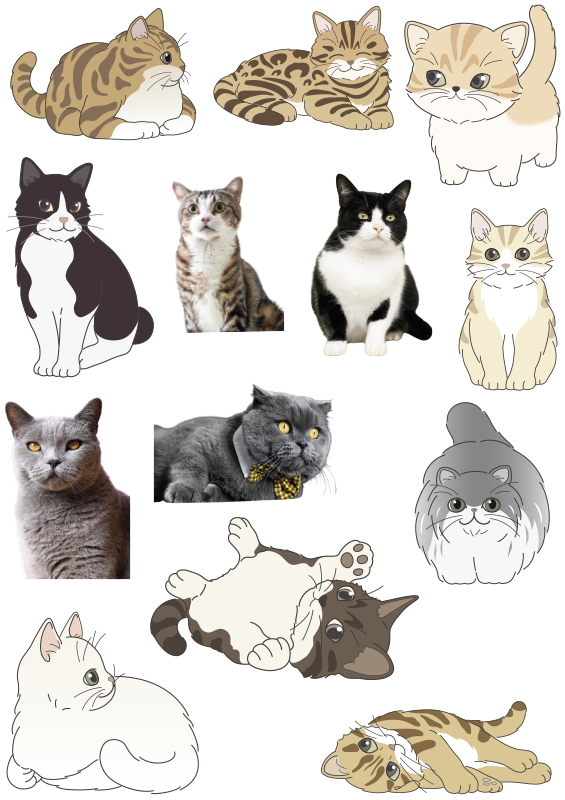 Tiny feline decal collection laptop sticker - TenStickers