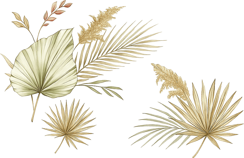 Sticker mural salon feuilles tropicales bohèmes - TenStickers