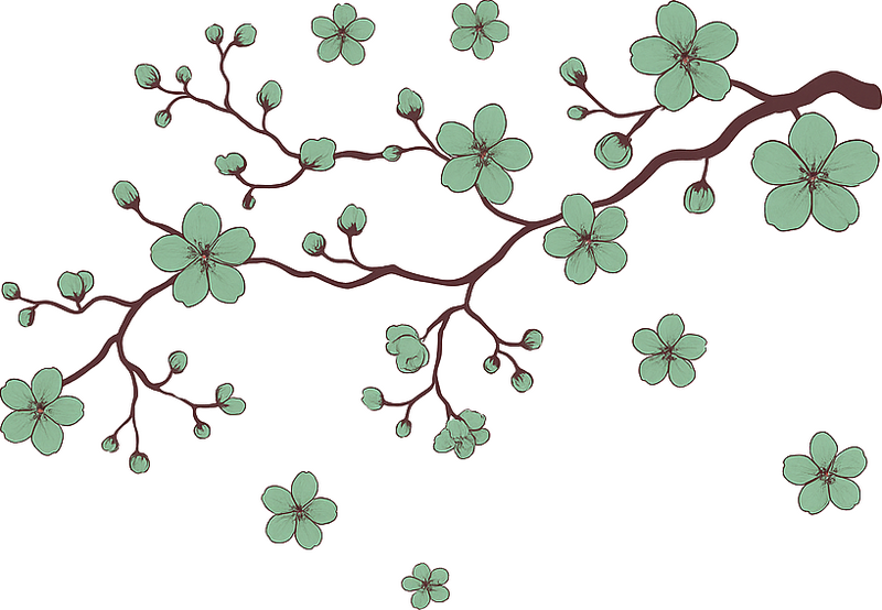 Adesivo murale soggiorno disegno di rami di ciliegio - TenStickers