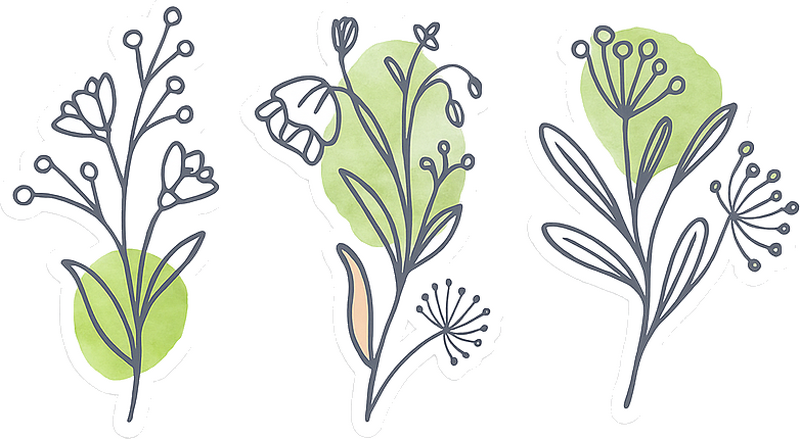 Abstract wild flowers living room wall sticker - TenStickers