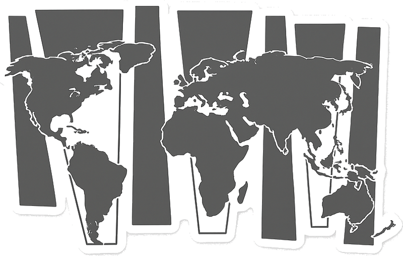 Wandtattoo Wohnzimmer weltkarte in rahmen - TenStickers