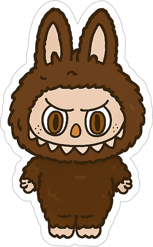 Bruine monsterpop muursticker kinderkamer - TenStickers