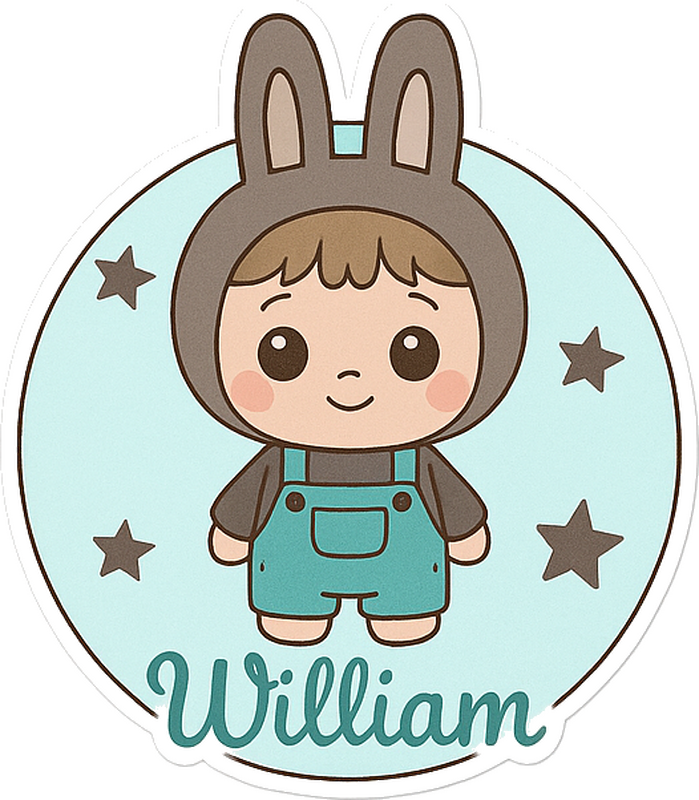 그림 벽 스티커 이름이 적힌 토끼 인형 - TenStickers