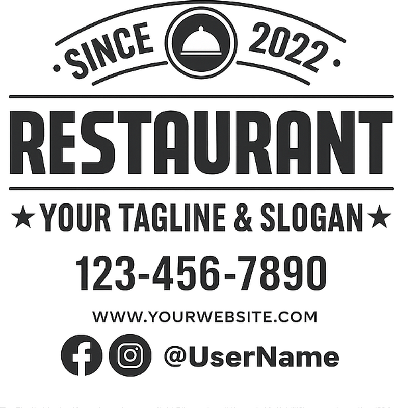 Custom information and social media restaurant sticker - TenStickers