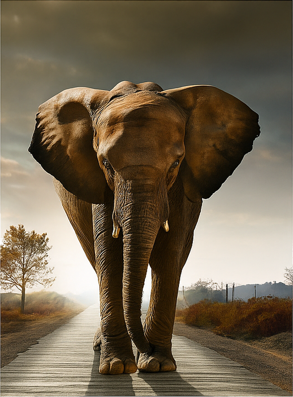 Vinilo puerta majestuoso gran elefante - TenVinilo