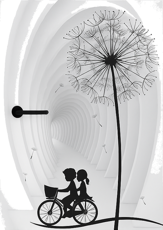 3D dandelion and bike door sticker - TenStickers