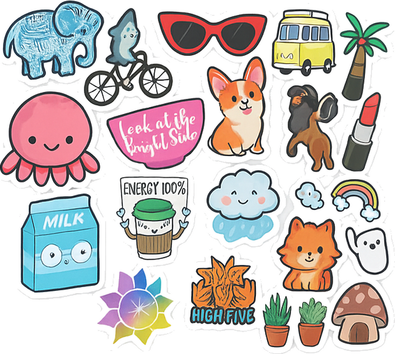 Cute "sticker bomb" laptop sticker - TenStickers