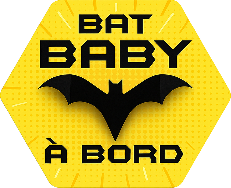 Autocollant bébé à bord panneau jaune chauve-souris - TenStickers