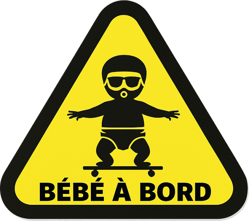 Autocollant bébé à bord création de bébé skateur - TenStickers