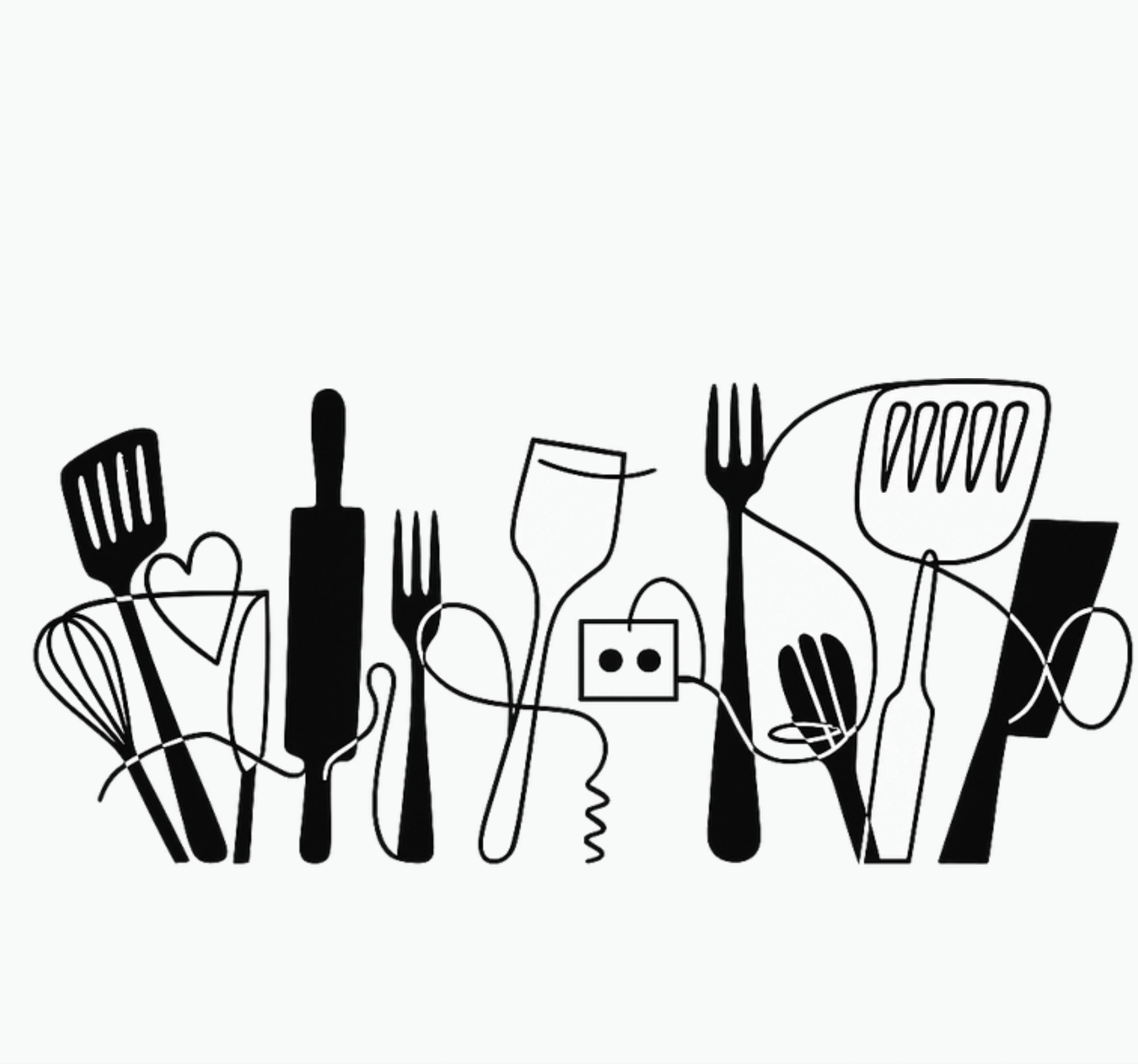 Kitchen utensils arranged kitchen wall sticker - TenStickers