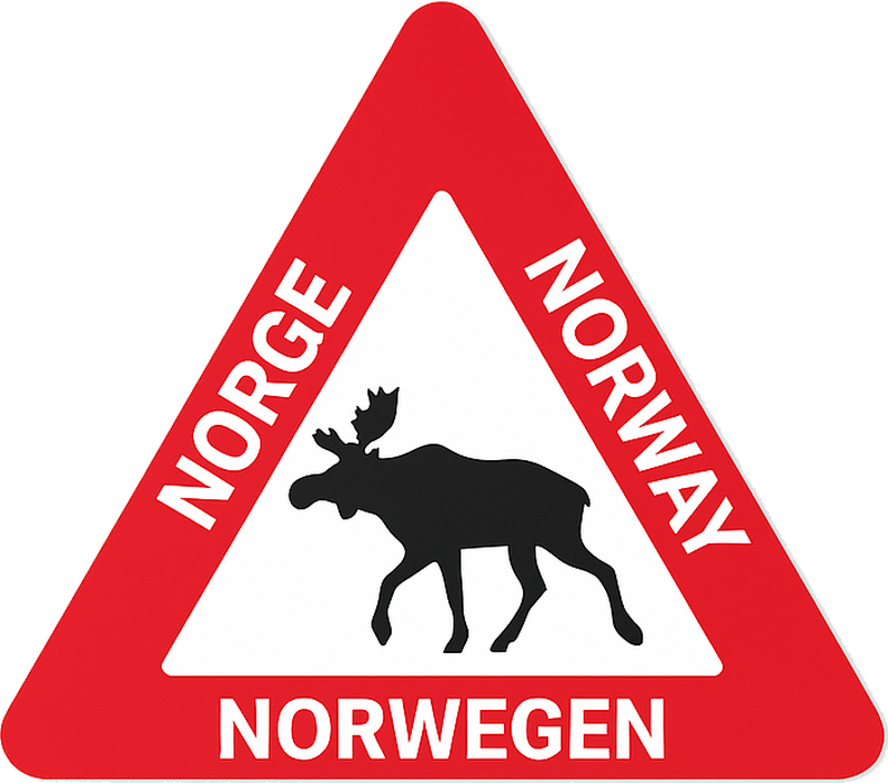 Norge elg krysser trekantskilt klistremerke til bil - Tenstickers