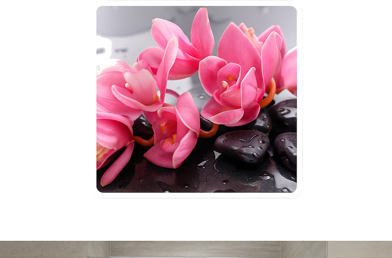 Pink orchids on stones wall decal for bathroom - TenStickers