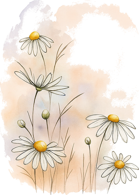 Aquarella százszorszép virágok bútor matrica - TenStickers