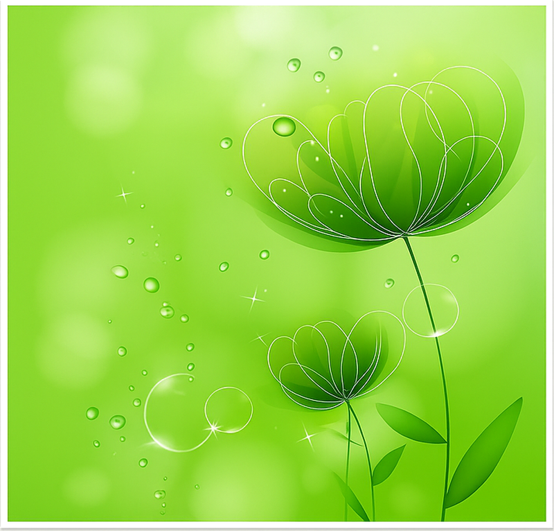 Zöld bazsarózsa és buborékok bútor matrica - TenStickers