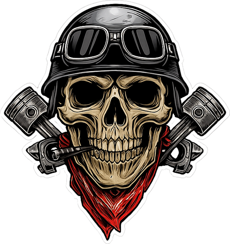 Calcomanía para moto diseño de esqueleto de motocicleta - TenVinilo