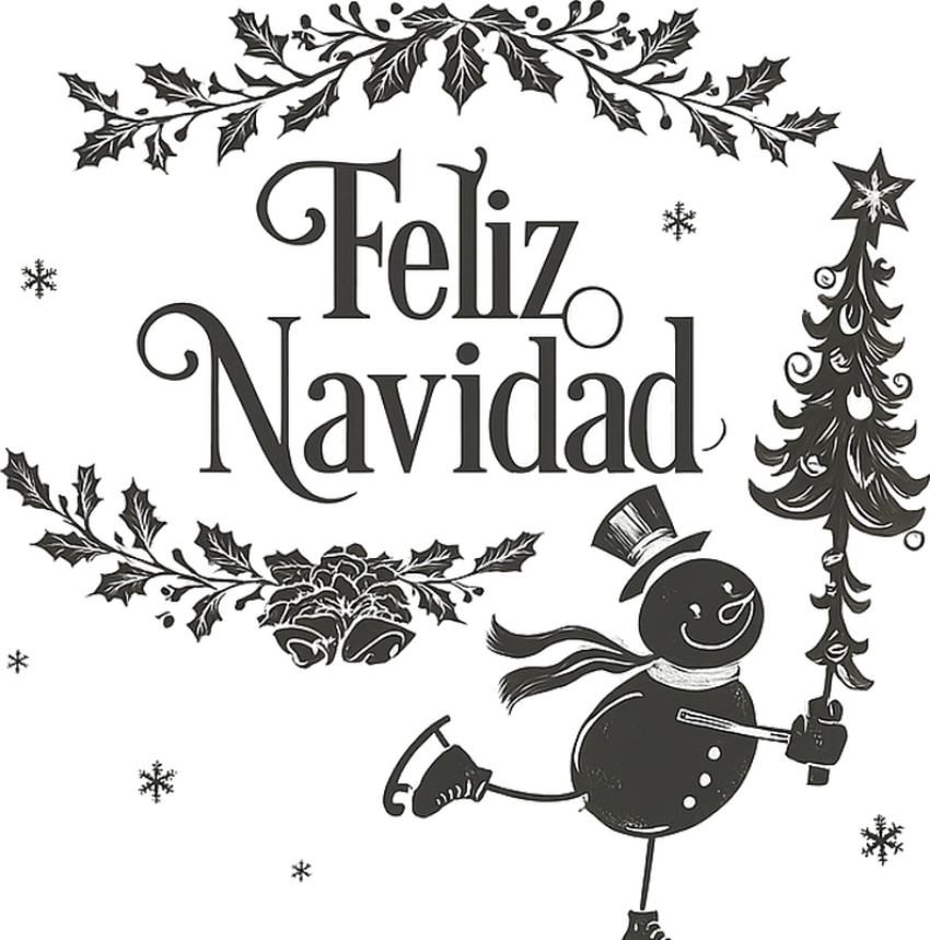 Vinilo navideño feliz navidad con muñeco de nieve - TenVinilo
