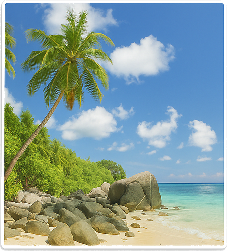 淋浴贴纸 棕榈树岛 - TenStickers