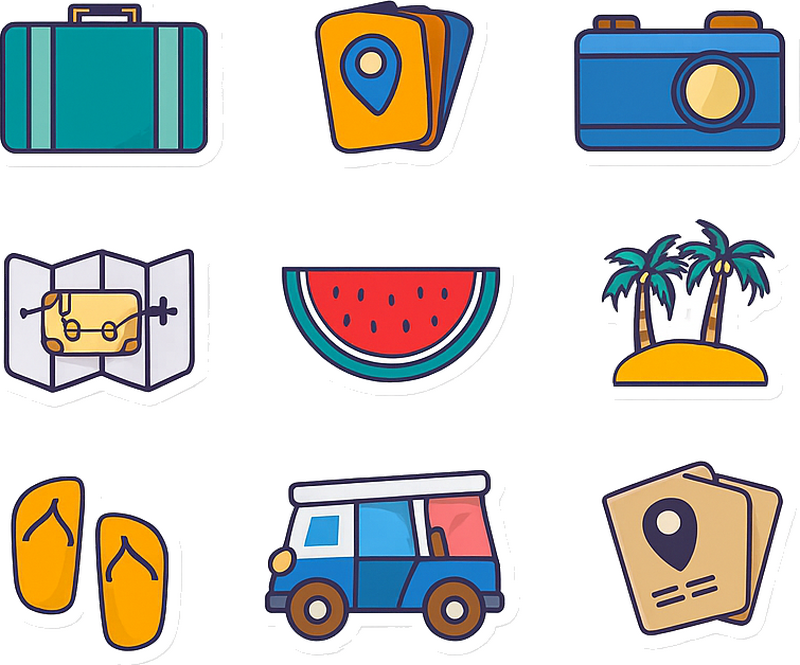 여행 및 관광 벽 스티커 미니멀리스트 여행 심볼 - TenStickers