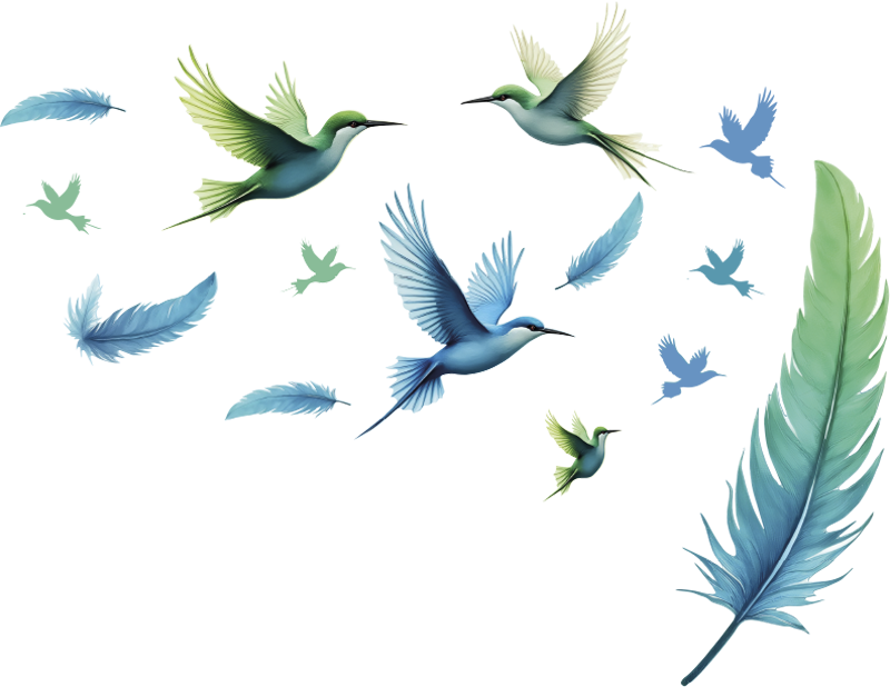 벽 스티커 새가 있는 푸른 깃털 - TenStickers