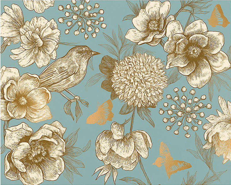 가구 스티커 화려한 꽃새 - TenStickers