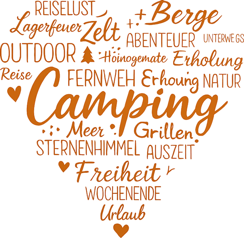 Sticker camping car camper le cœur, une bombe de mots - TenStickers