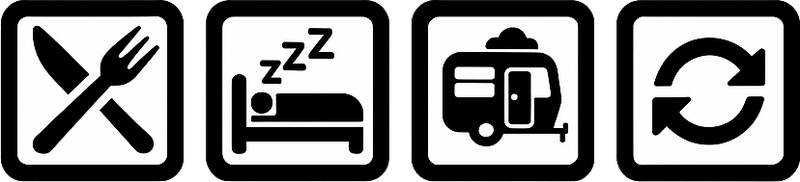 Eten slapen camper herhalen caravan sticker - TenStickers