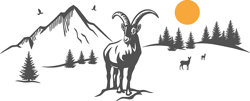 벽 스티커 염소가 있는 산 풍경 - TenStickers