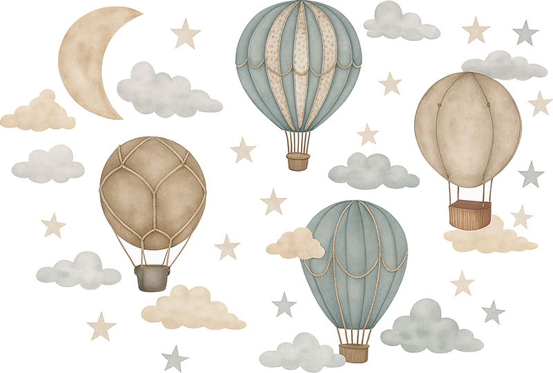 Adesivo murale bambini balony i chmurki - TenStickers