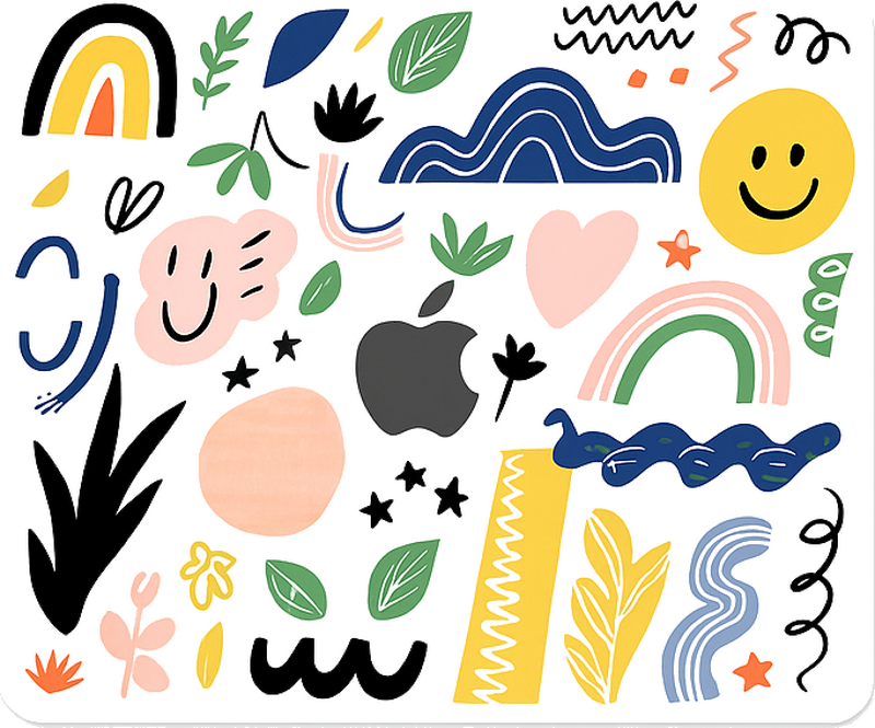 Macbook sticker playful abstract shapes design - TenStickers