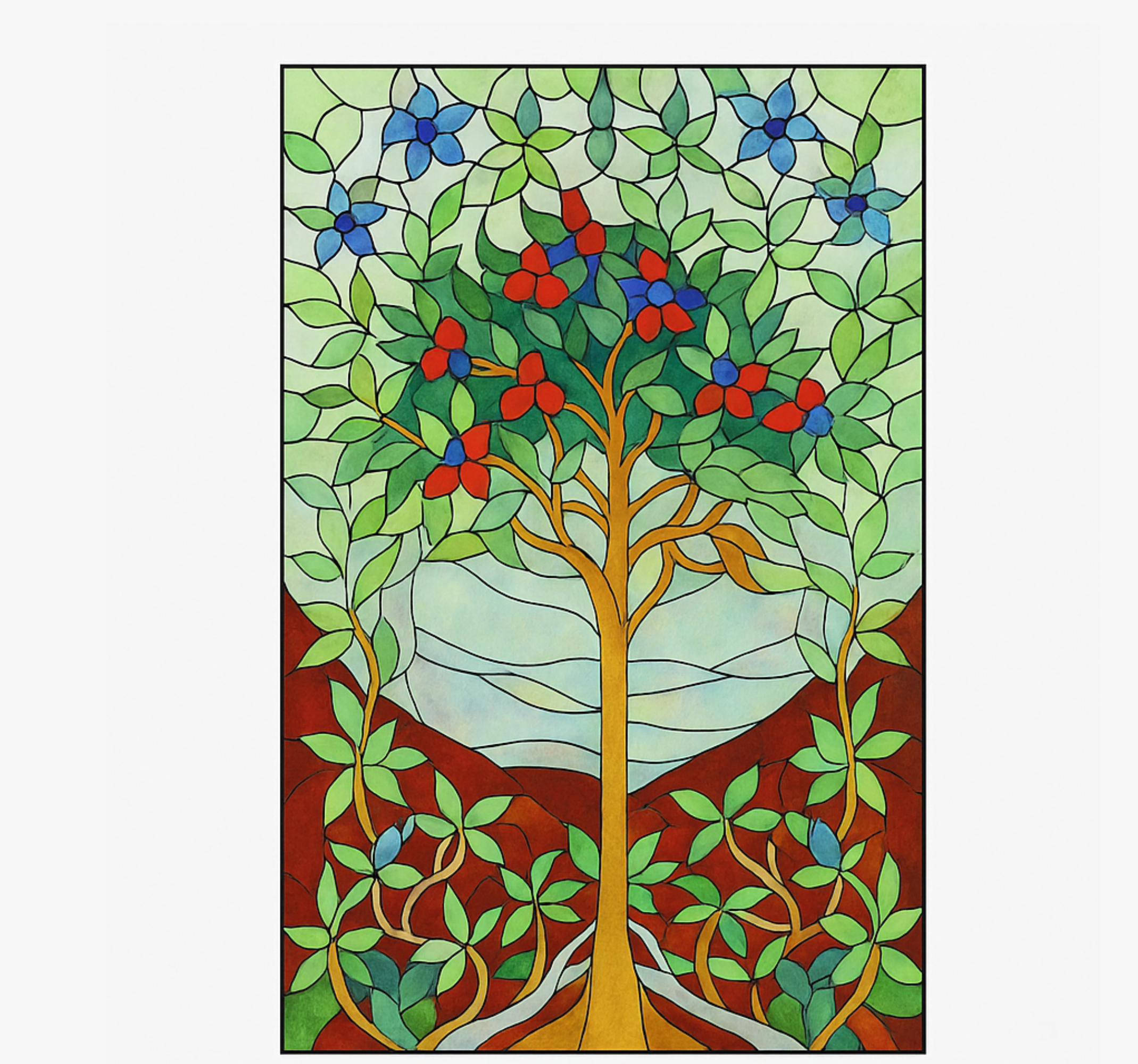 淋浴贴纸 树的彩色玻璃 - TenStickers