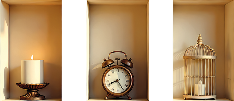 Vinilo 3D elementos vintage en un marco - TenVinilo